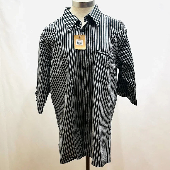 NWT SAHARA Men Long Sleeve Button Down Striped Slim & Sleek Dress Shirt Size XL - Picture 1 of 9